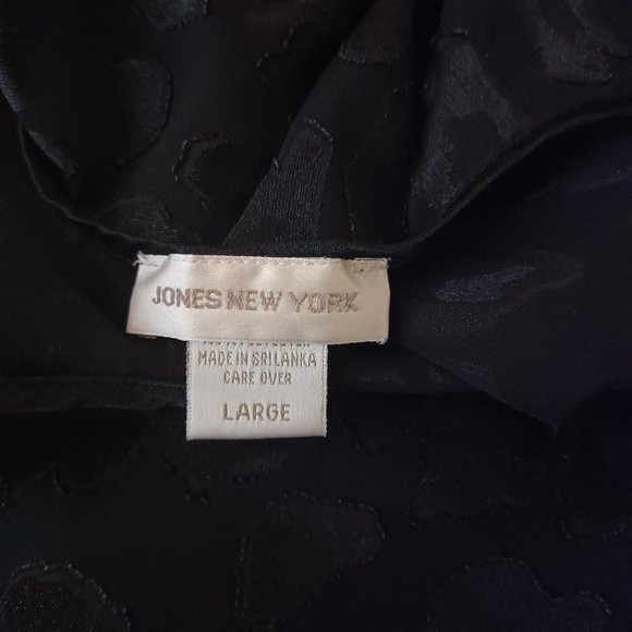 JONES NEW YORK Black Sheer Ruffle Leopard Print Camisole_Size Large - Picture 6 of 7